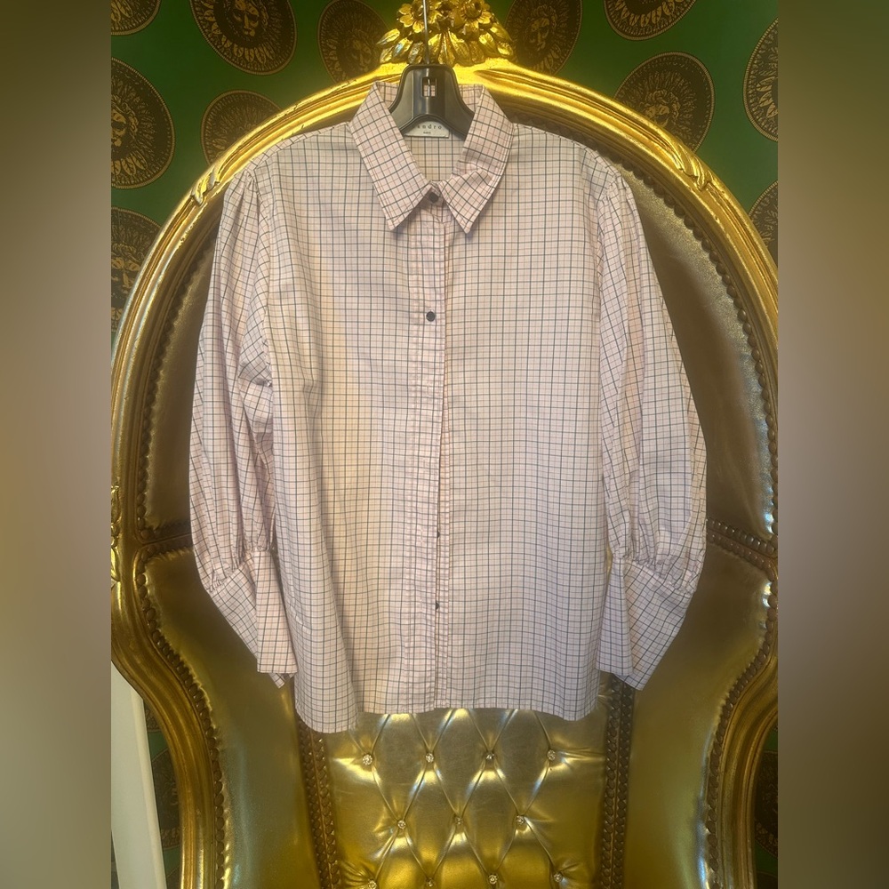 SANDRO Pink Checkered Shirt, Size 1